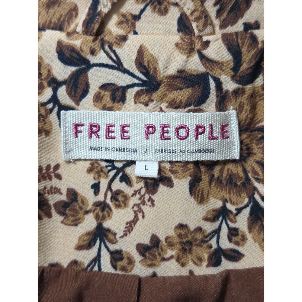 Free People Cali Floral Print Boxy Single Breasted Blazer Sand Sable Size L $168 - Picture 10 of 16
